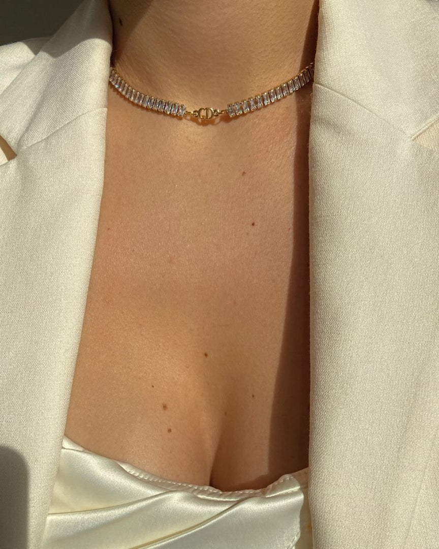 Authentic Dior CD initials Pendant- Reworked Diamante Choker