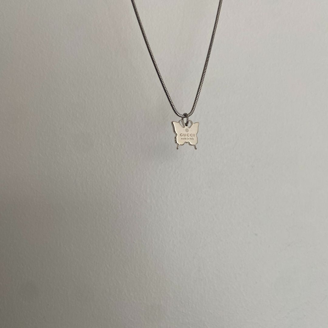 Authentic Gucci Pendant butterfly Repurposed Necklace