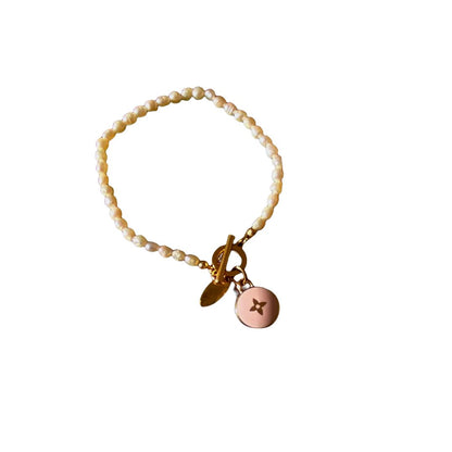 Authentic Louis Vuitton Pastilles Pink Pastel Pendant- Pearls Bracelet