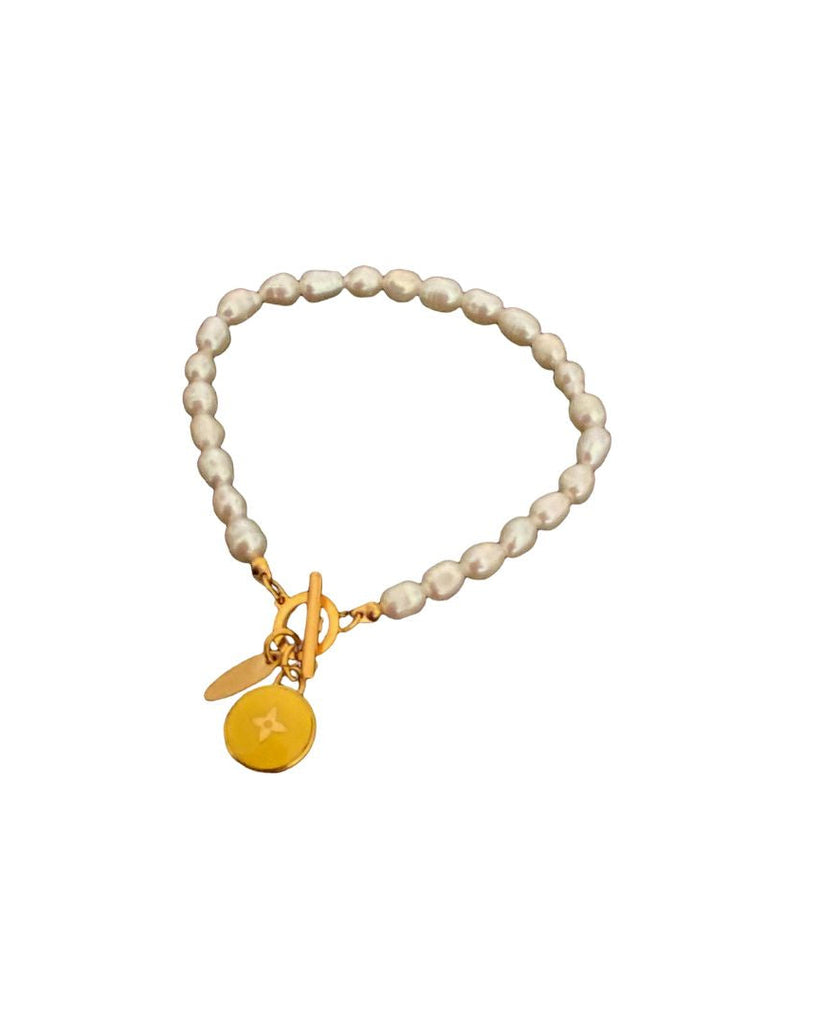 Authentic Louis Vuitton Pastilles Yellow Pendant- Pearls Bracelet