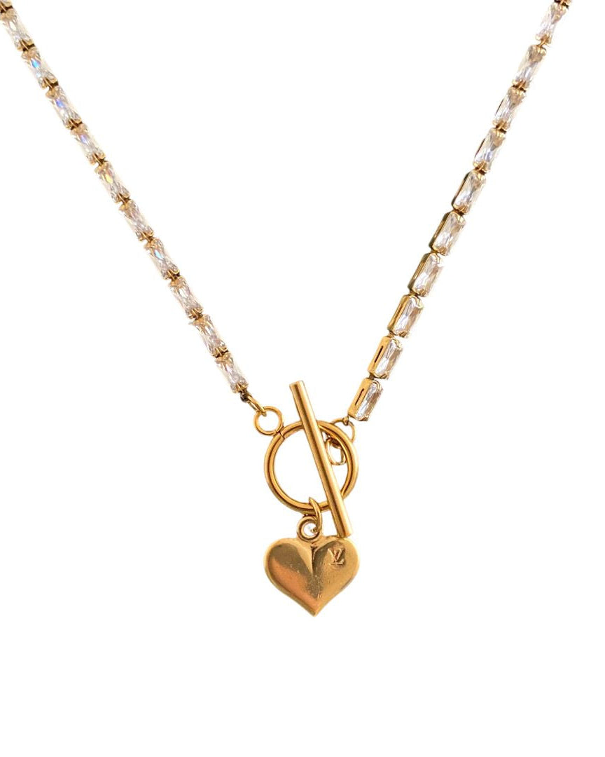 Authentic Louis Vuitton Pendant Heart  Reworked Diamante Necklace