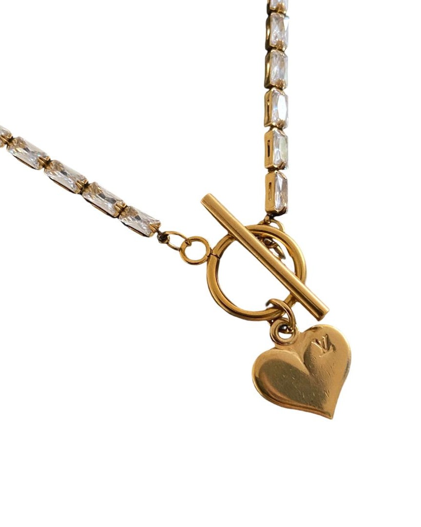 Authentic Louis Vuitton Pendant Heart  Reworked Diamante Necklace