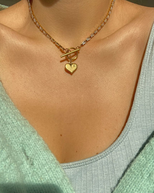 Authentic Louis Vuitton Pendant Heart  Reworked Diamante Necklace