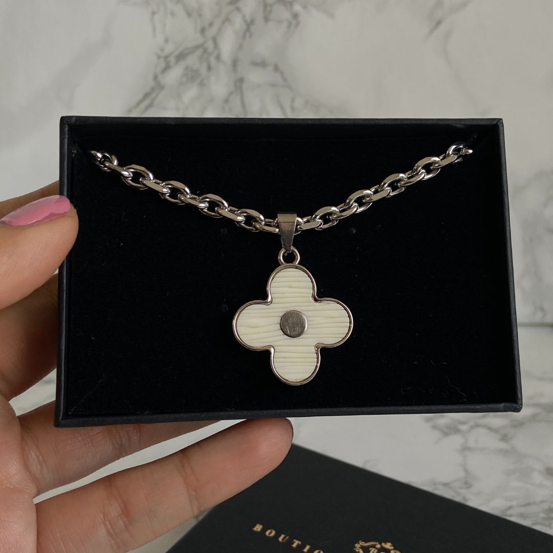 Rework Vintage Louis Vuitton Pastilles Silver and Green Flower Necklac –  Relic the Label