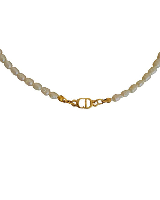 Authentic Mini CD Pearls Dior pendant -Repurposed Pearls Choker