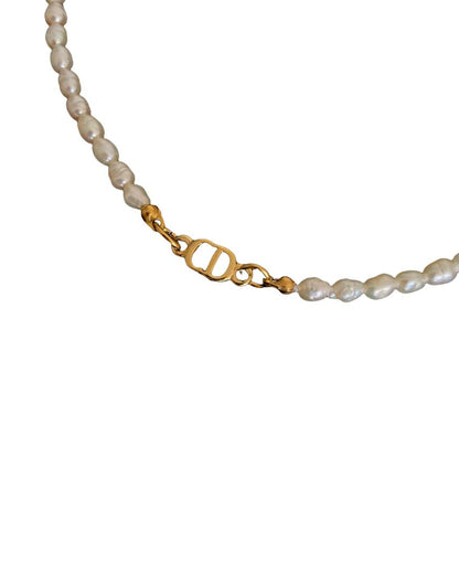 Authentic Mini CD Pearls Dior pendant -Repurposed Pearls Choker