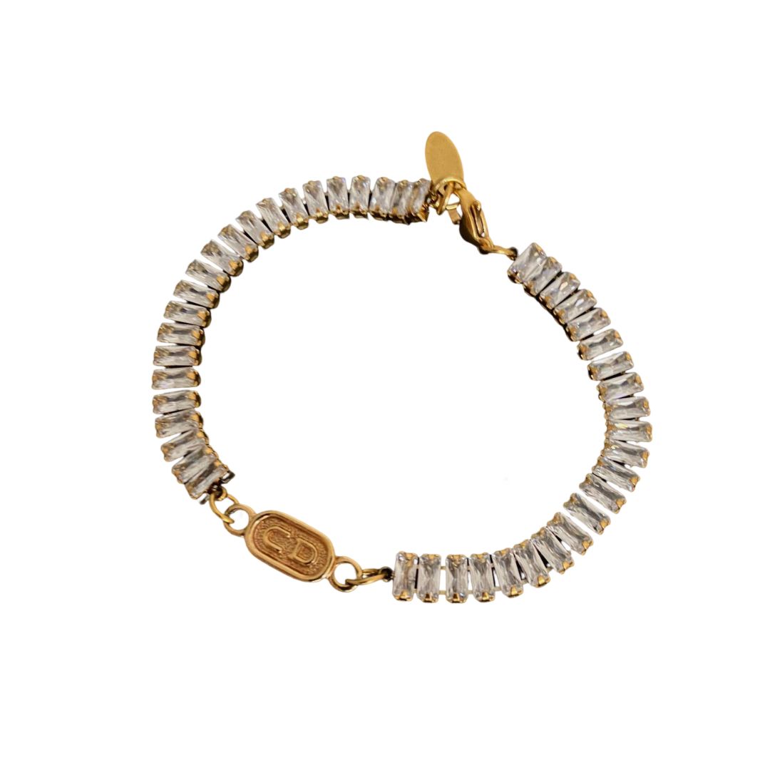 Authentic Dior CD Oval Pendant- Reworked Diamante Bracelet