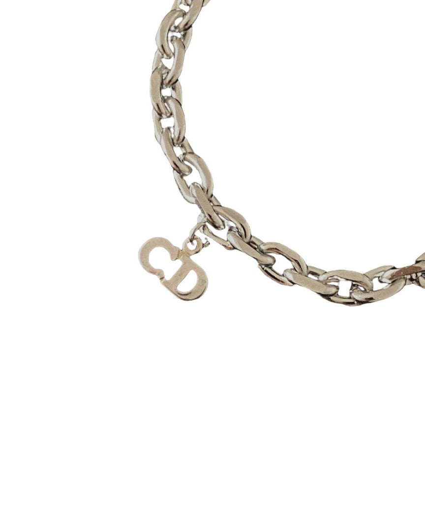 Authentic Silver CD Dior Pendant  Reworked Bracelet