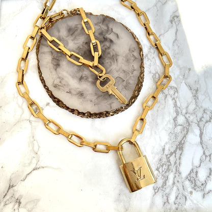 Louis Vuitton Set Lock Geometric Chain Necklace and Key Bracelet - Boutique SecondLife