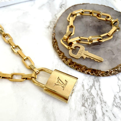 Louis Vuitton Set Lock Geometric Chain Necklace and Key Bracelet - Boutique SecondLife