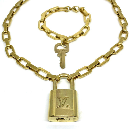 Louis Vuitton Set Lock Geometric Chain Necklace and Key Bracelet - Boutique SecondLife