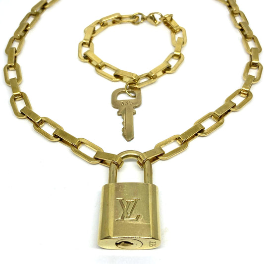 Louis Vuitton Set Lock Geometric Chain Necklace and Key Bracelet - Boutique SecondLife