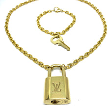 Load image into Gallery viewer, Louis Vuitton Set Lock Rolo chain Necklace with Key Bracelet - Boutique SecondLife