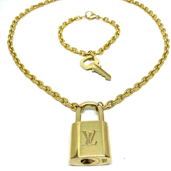 Louis Vuitton Set Lock Rolo chain Necklace with Key Bracelet - Boutique SecondLife