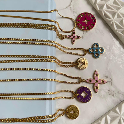 Authentic Looping Charm Green & Fuscia - Reworked Necklace - Boutique SecondLife