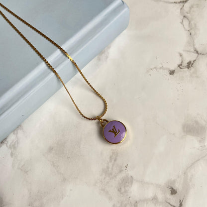 Authentic Louis Vuitton Logo Purple Pendant- Necklace - Boutique SecondLife
