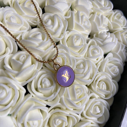 Authentic Louis Vuitton Logo Purple Pendant- Necklace - Boutique SecondLife