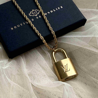 Authentic Louis Vuitton Padlock with Rope Chain Necklace - Boutique SecondLife