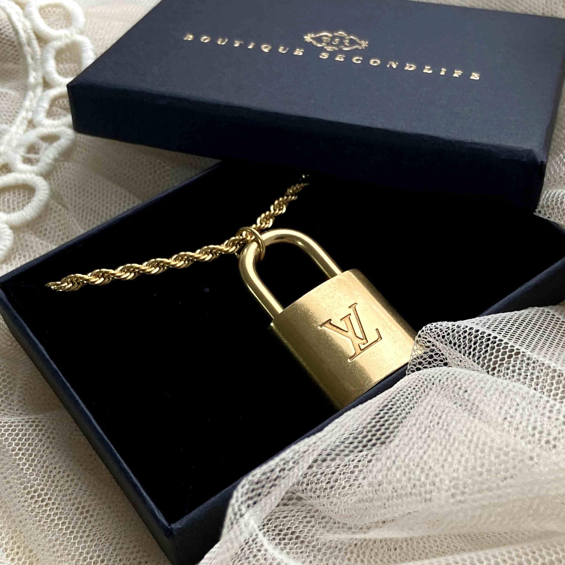 Authentic Louis Vuitton Padlock with Rope Chain Necklace - Boutique SecondLife