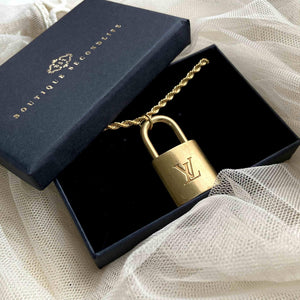 Authentic Louis Vuitton Padlock with Rope Chain Necklace - Boutique SecondLife