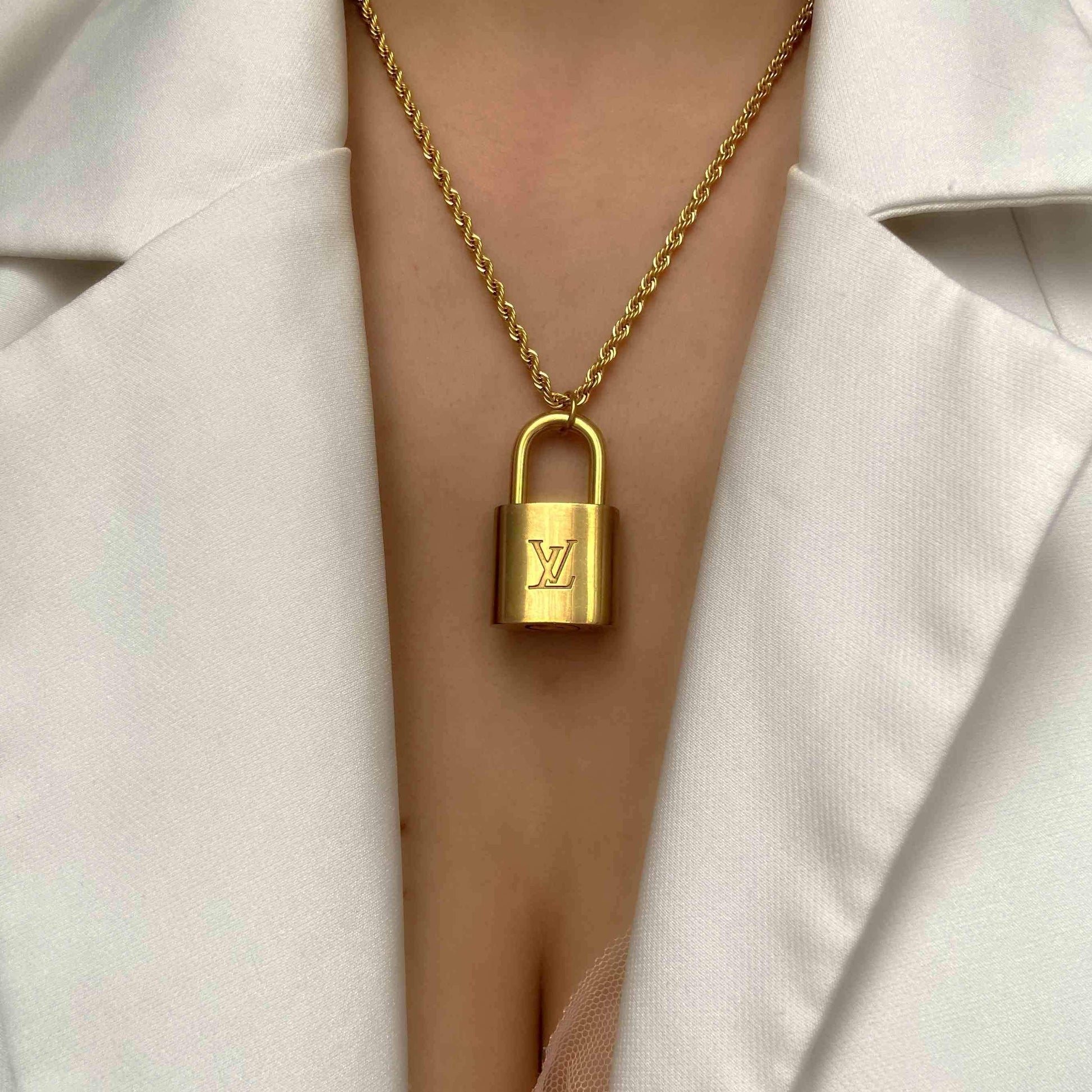 Authentic Louis Vuitton Padlock with Rope Chain Necklace - Boutique SecondLife