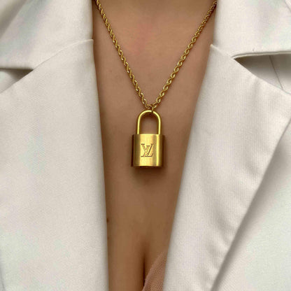 Authentic Louis Vuitton Padlock with Rope Chain Necklace - Boutique SecondLife