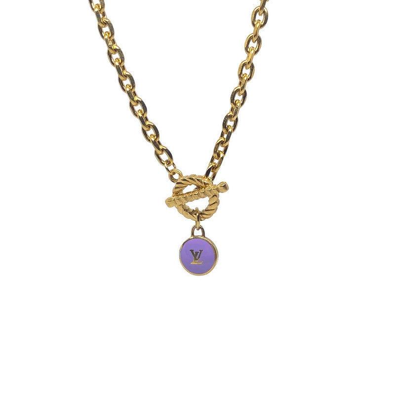 Authentic Louis Vuitton Logo Purple Pendant- Necklace - Boutique SecondLife
