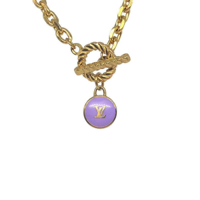 Authentic Louis Vuitton Logo Purple Pendant- Necklace - Boutique SecondLife
