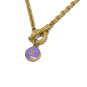 Authentic Louis Vuitton Logo Purple Pendant- Necklace - Boutique SecondLife