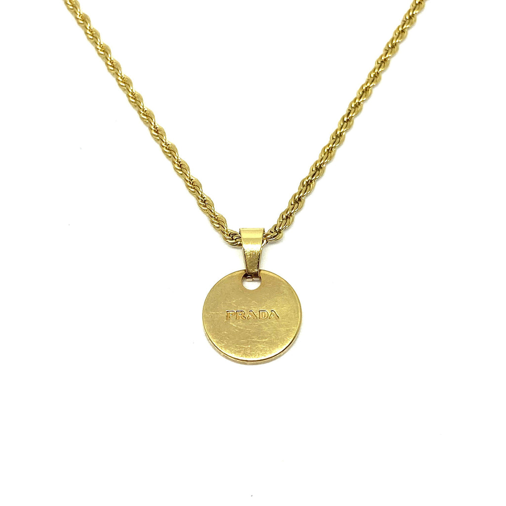 Gift Edition - Repurposed Authentic Prada Mini circle tag - Necklace - Boutique SecondLife