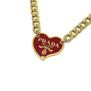 Prada necklace red heart Clearance