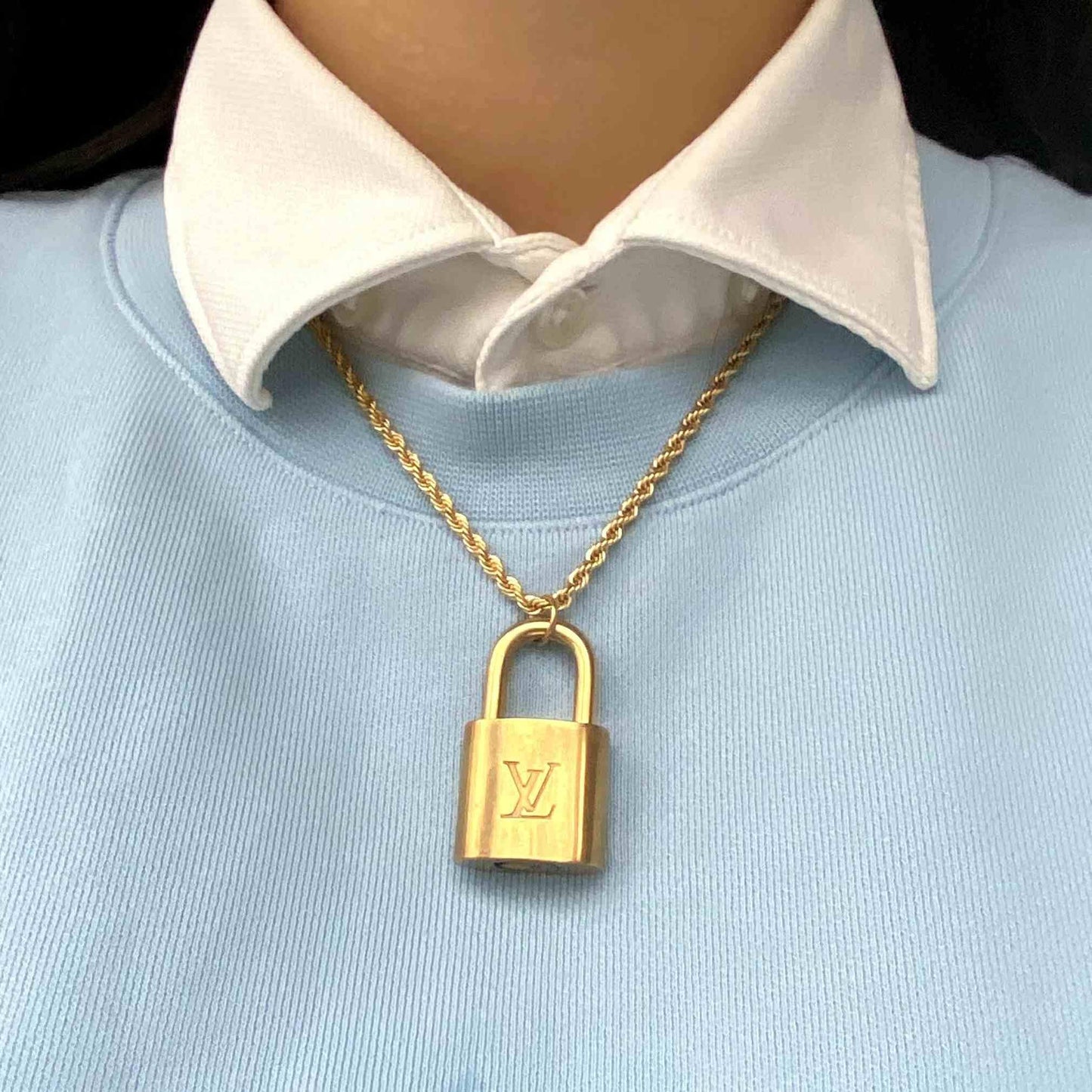 Authentic Louis Vuitton Padlock with Rope Chain Necklace - Boutique SecondLife
