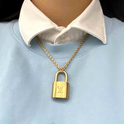 Authentic Louis Vuitton Padlock with Rope Chain Necklace - Boutique SecondLife