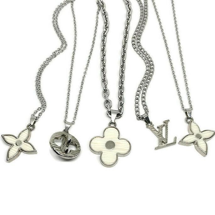 Authentic Louis Vuitton Logo Silver Charm- Reworked Necklace - Boutique SecondLife