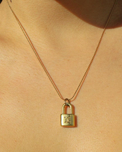 Authentic Louis Vuitton Mini Lock - Repurposed Necklace - Boutique SecondLife