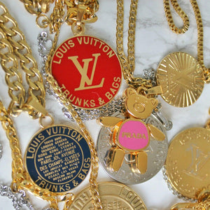 Authentic Louis Vuitton Red Round Pendant- Reworked Necklace - Boutique SecondLife
