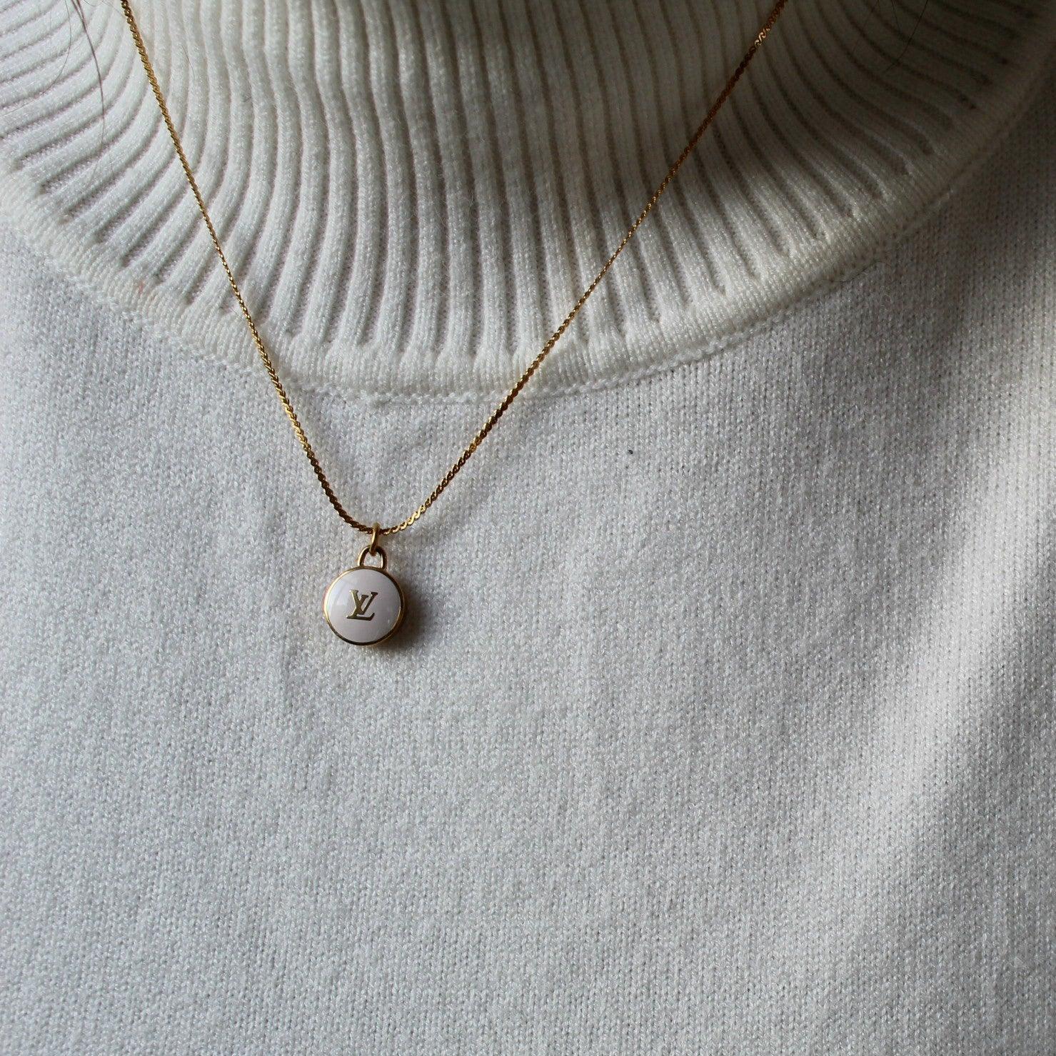 Authentic Louis Vuitton Logo White Pendant- Necklace - Boutique SecondLife