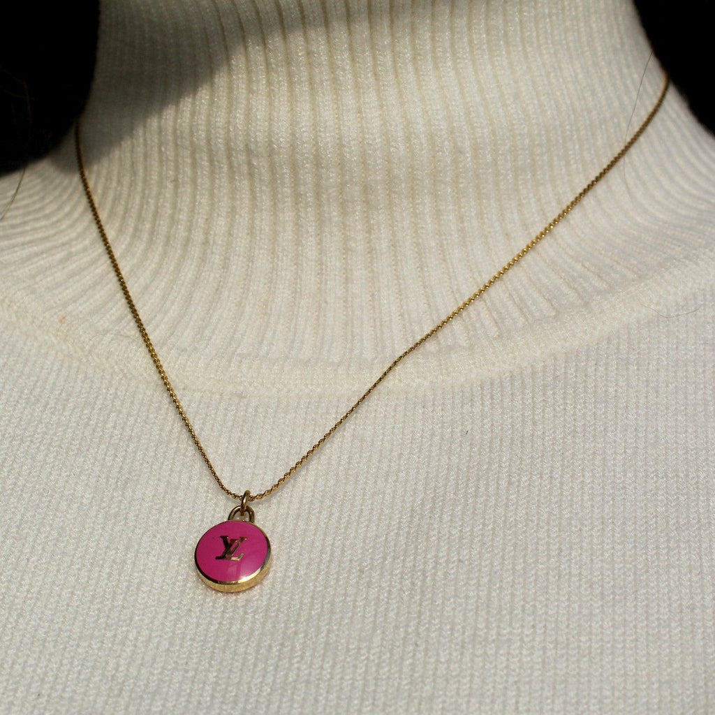 Authentic Louis Vuitton Logo Fucsia Pendant- Necklace - Boutique SecondLife