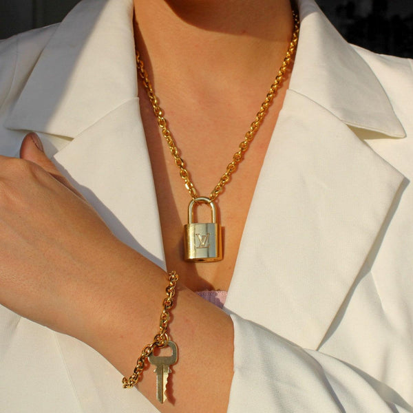 Louis Vuitton Set Lock Rolo chain Necklace with Key Bracelet - Boutique SecondLife