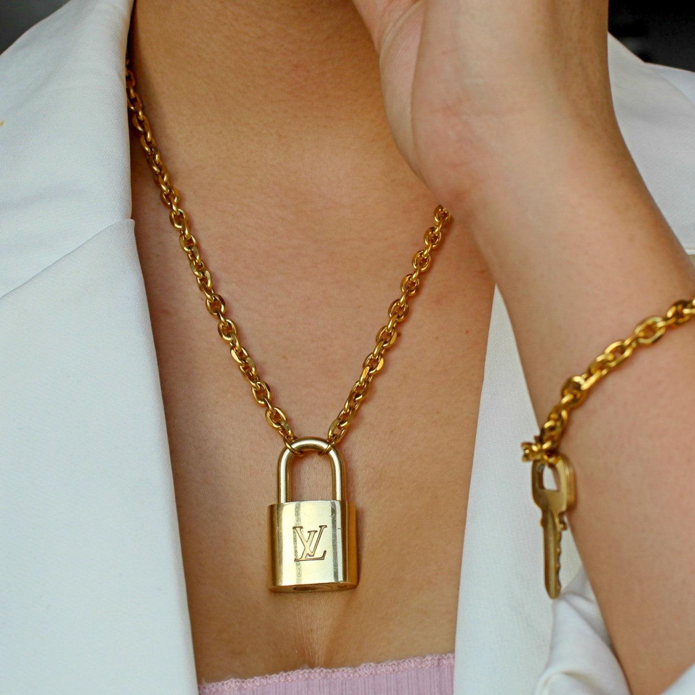 Louis Vuitton Set Lock Cuban Chain Necklace With Key Bracelet
