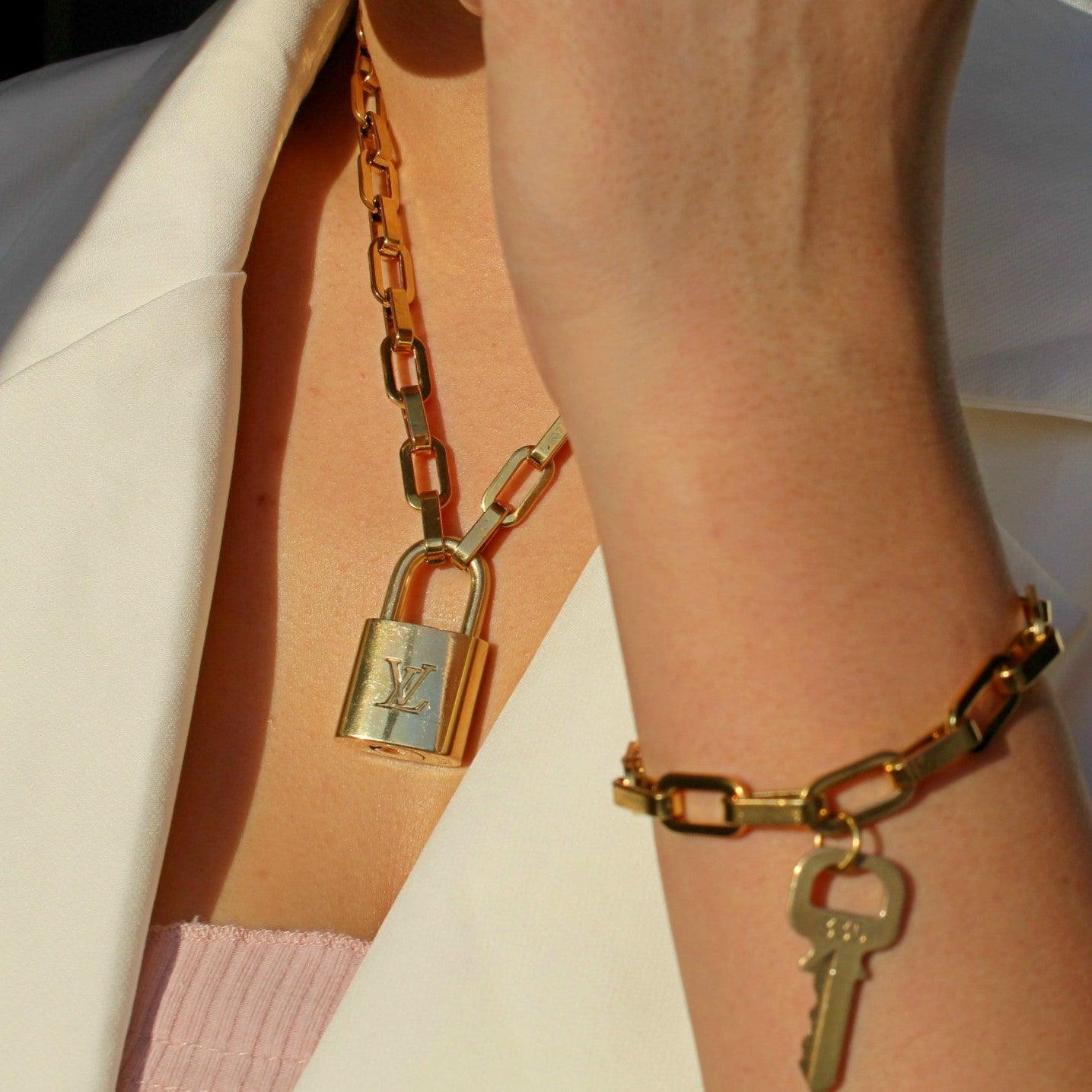 Louis Vuitton Set Lock Rolo chain Necklace with Key Bracelet