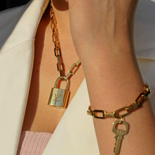 Louis Vuitton Set Lock Geometric Chain Necklace and Key Bracelet - Boutique SecondLife