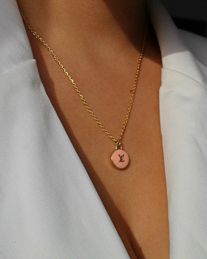 Authentic Louis Vuitton Logo Peach Pendant- Necklace - Boutique SecondLife