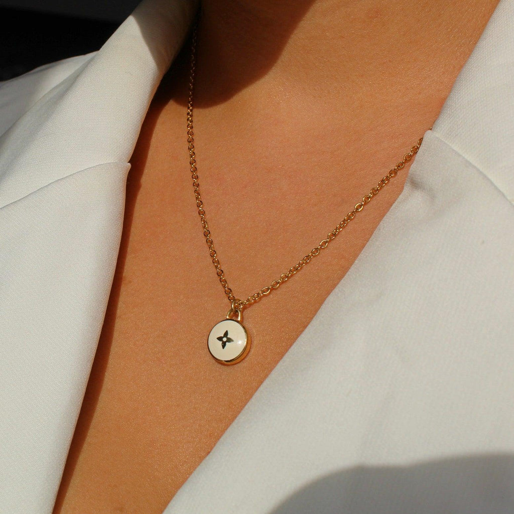 Authentic Louis Vuitton White Pendant- Necklace - Boutique SecondLife