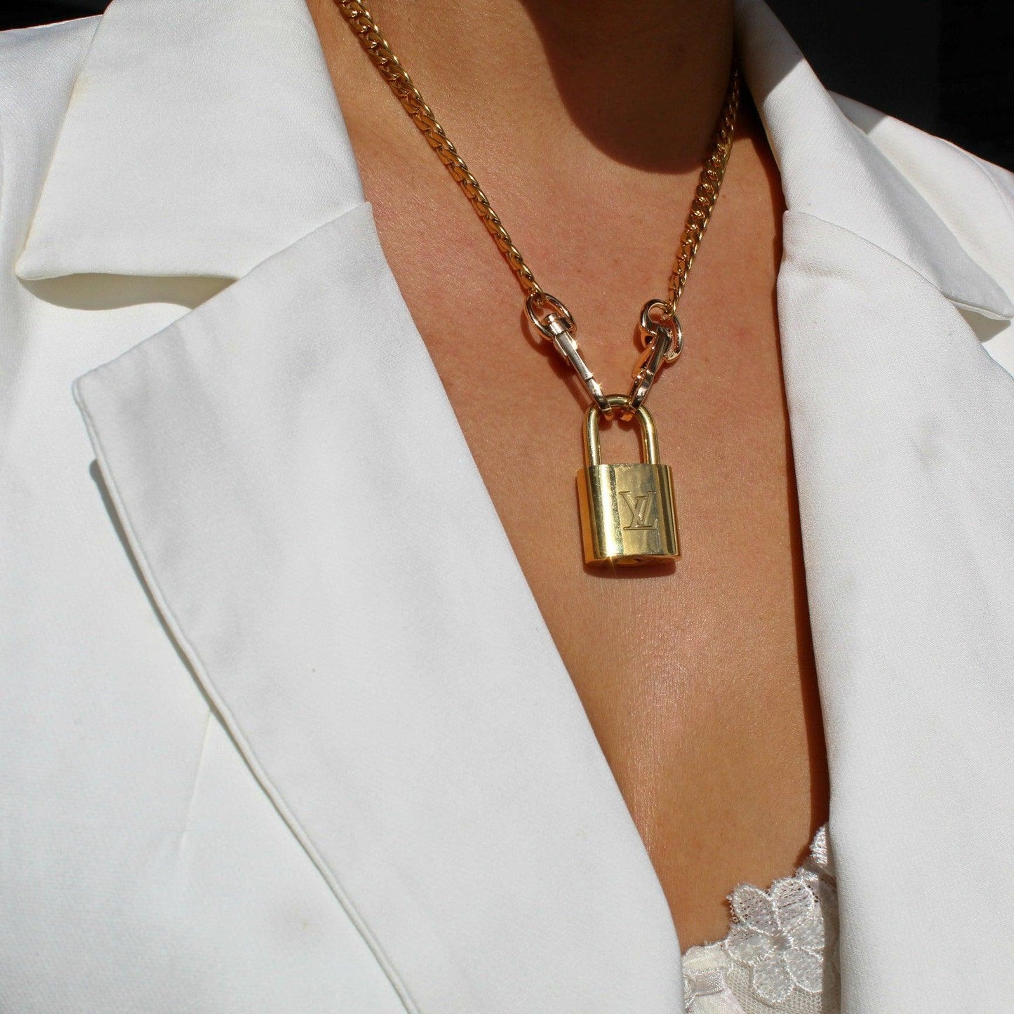 Padlock with Key Necklace with Cuban Chain - Boutique SecondLife