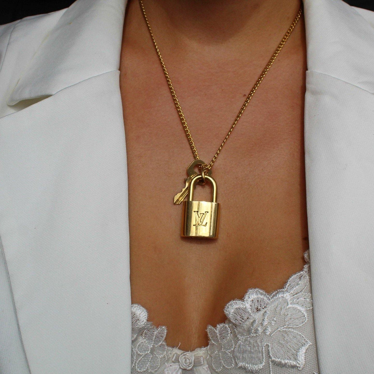Louis Vuitton Padlock Necklace with Double Chain - Boutique SecondLife