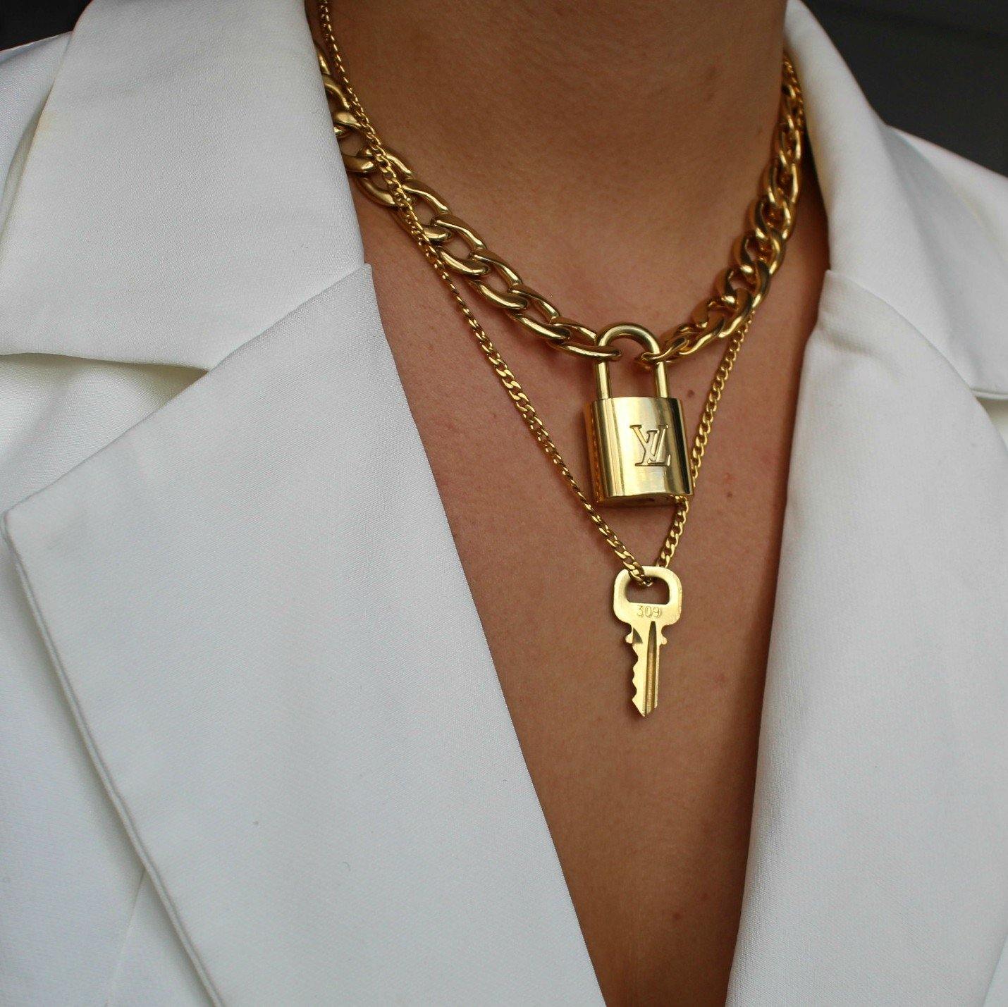 Louis Vuitton Padlock Necklace with Double Chain - Boutique SecondLife