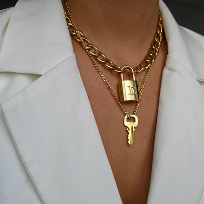Louis Vuitton Padlock Necklace with Double Chain - Boutique SecondLife