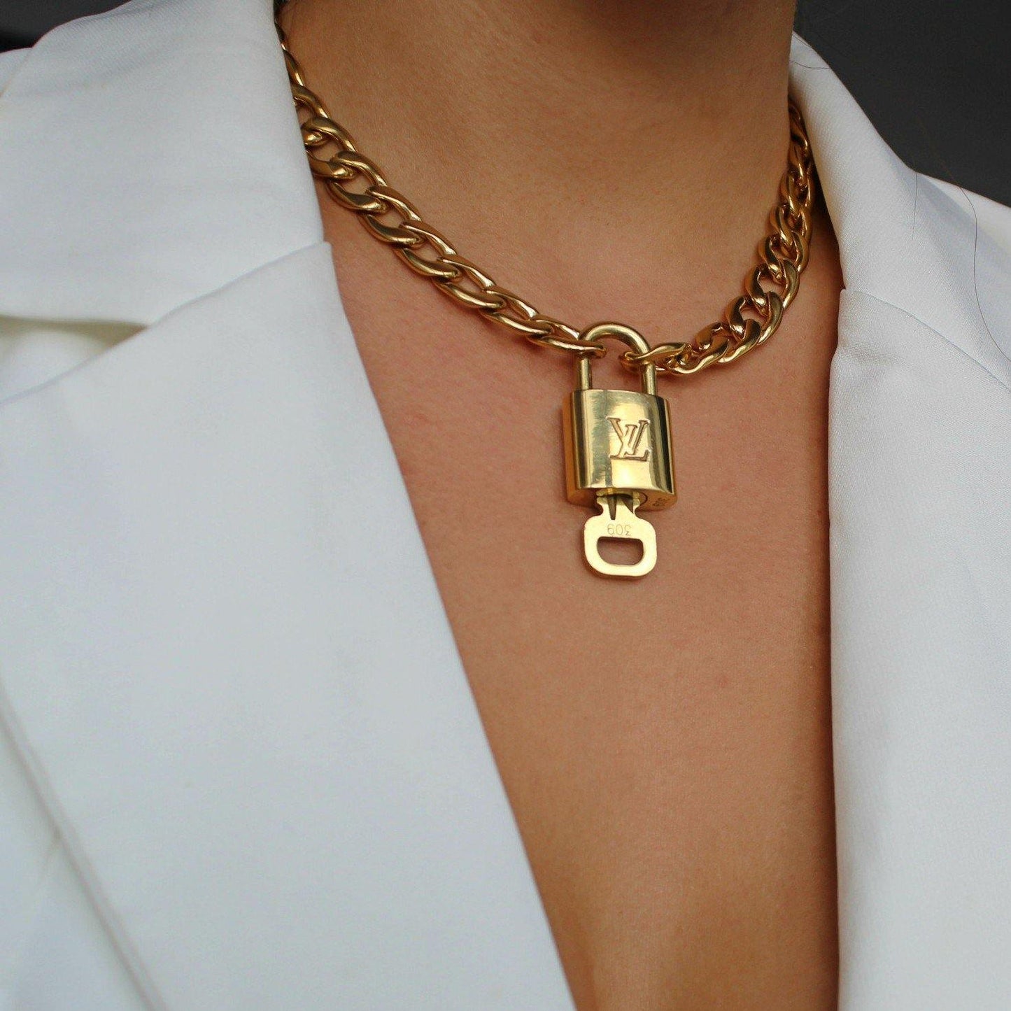 Louis Vuitton Padlock Necklace with Double Chain - Boutique SecondLife