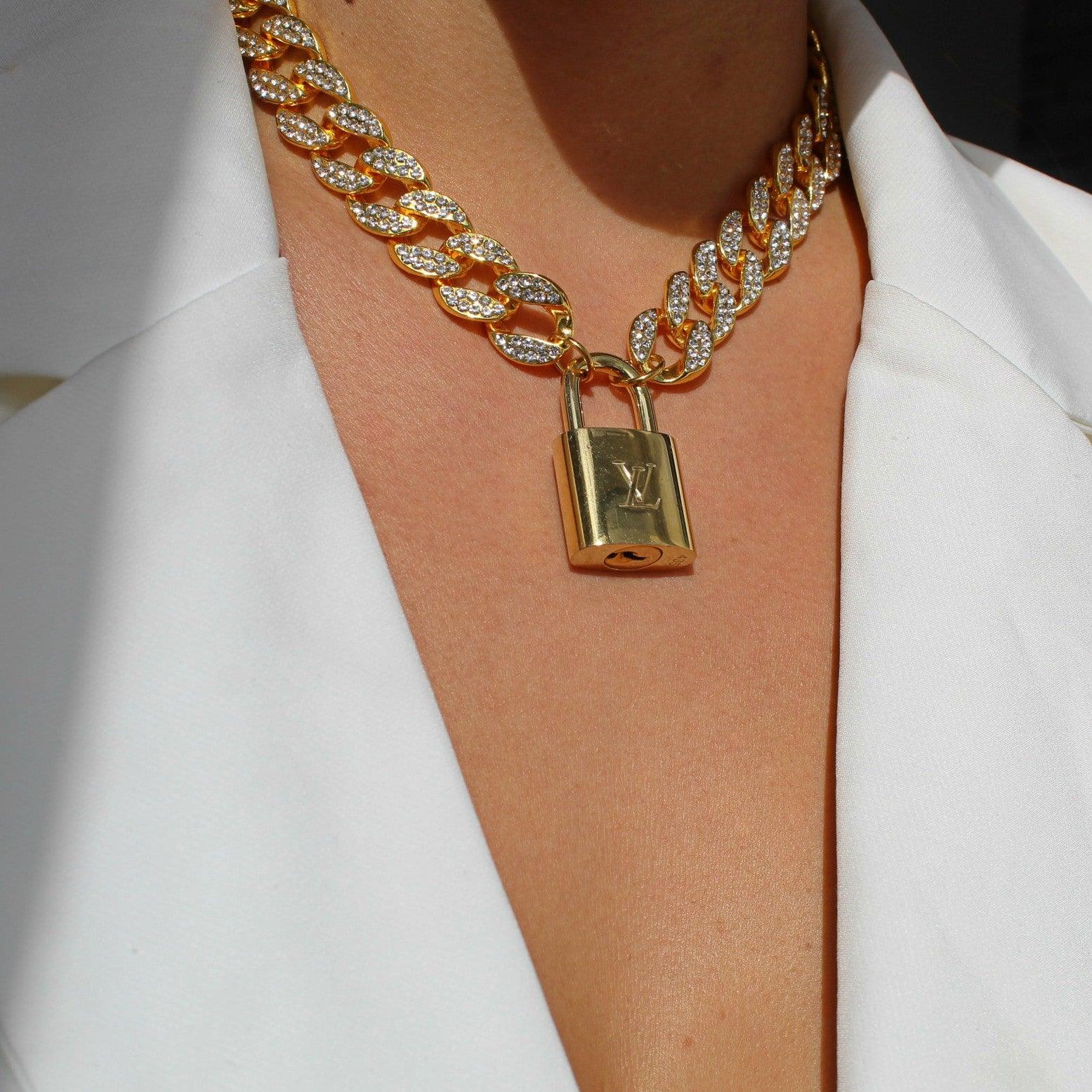 Louis Vuitton Padlock with Rhinestone 'Hip Hop' Necklace - Boutique SecondLife